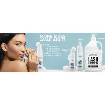 STACY LASH Eyelash Extension Shampoo 1US Gal / 128 fl.oz. / 3.78L / Eyelid Foaming Cleanser / Safe Wash for Extensions & Natural Lashes / Supplies for Professional & Home Use / 50 Aftercare Cards