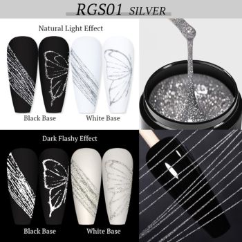 BORN PRETTY 5g Silver Reflective Glitter Sparkling Effect Spider Nail Gel (Brush Not Included) - RGS01